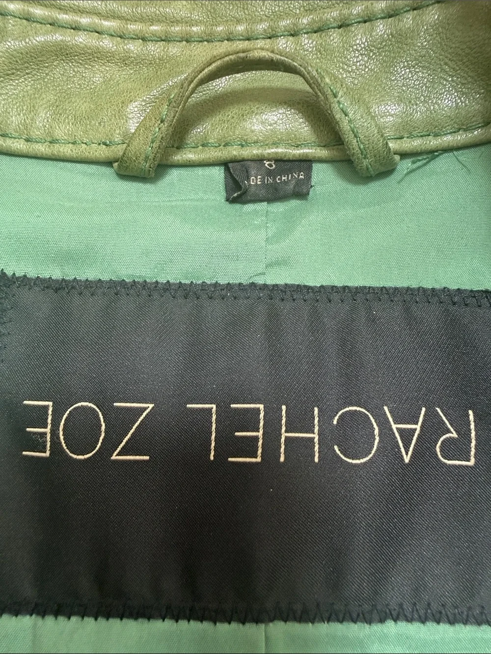 Rachel Zoe Olive Green Leather Button-Front Jacket